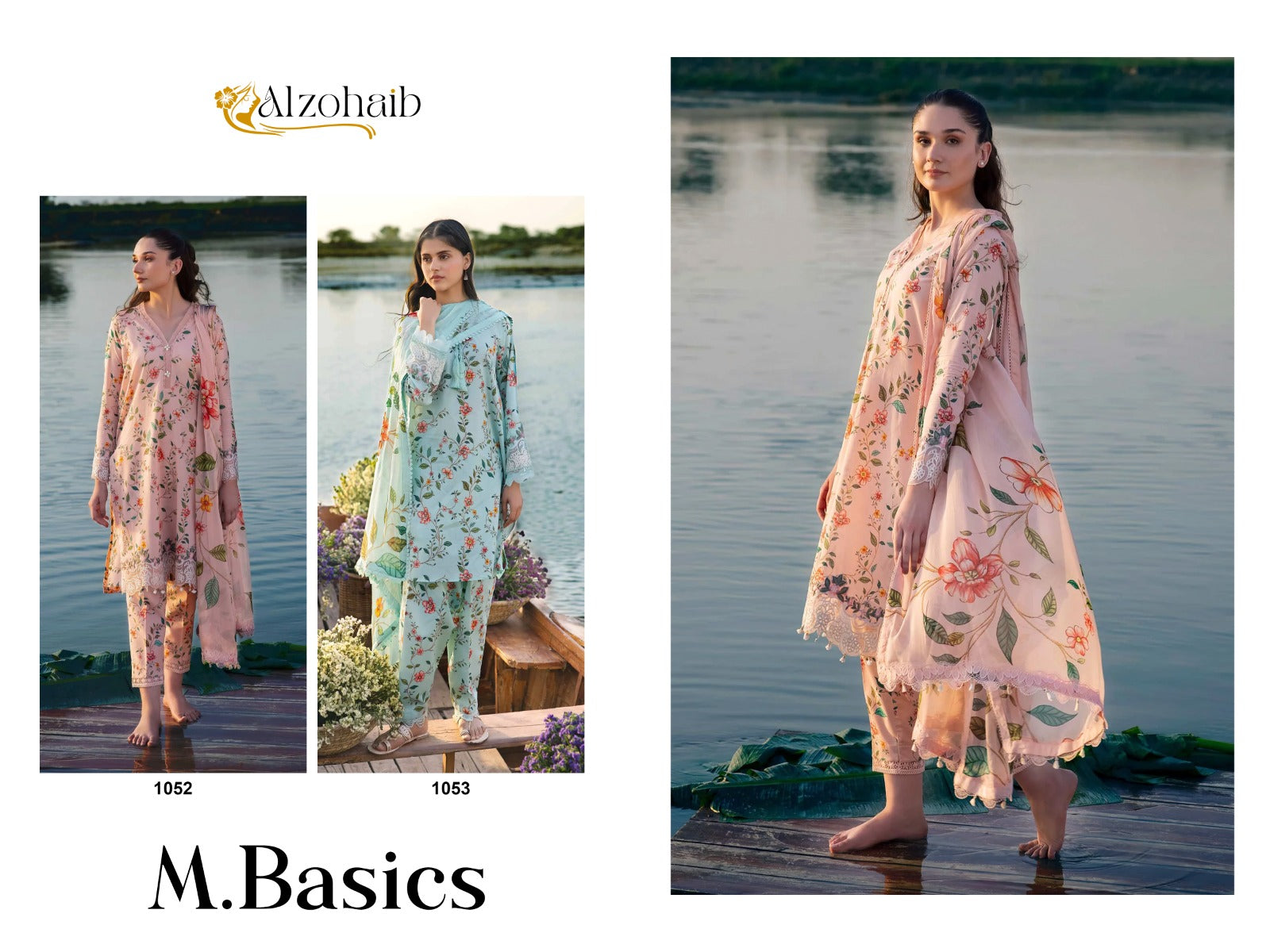 M Basics 1052-1053 Al Zohaib Cotton Pakistani Patch Work Suits Exporter