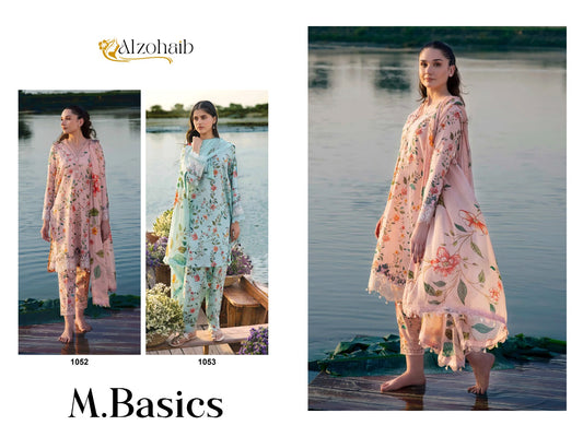 M Basics 1052-1053 Al Zohaib Cotton Pakistani Patch Work Suits Exporter