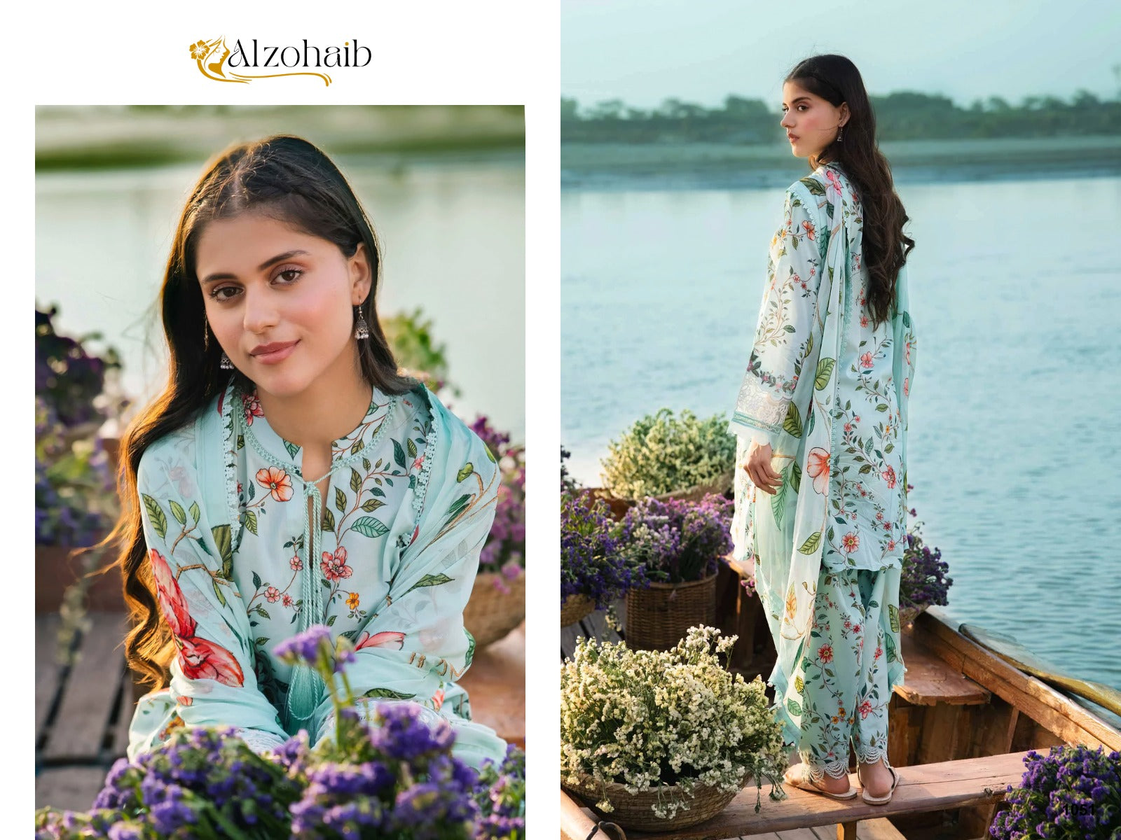 M Basics 1052-1053 Al Zohaib Cotton Pakistani Patch Work Suits Exporter