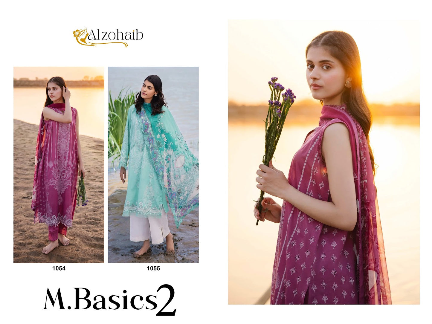 M Basics 2 1054-1055 Al Zohaib Cotton Pakistani Patch Work Suits Wholesaler Gujarat