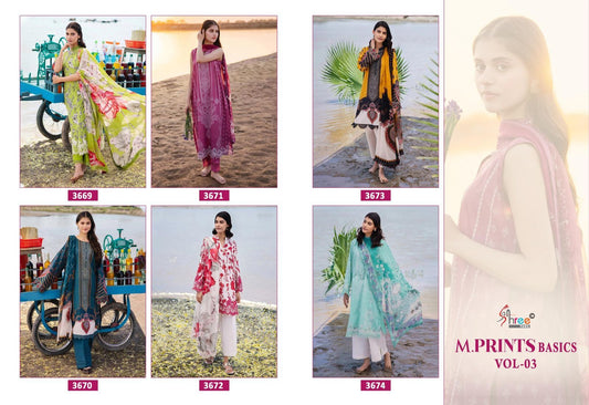 M Print Basics Vol 3 Shree Fabs Pure Cotton Karachi Salwar Suits Wholesaler