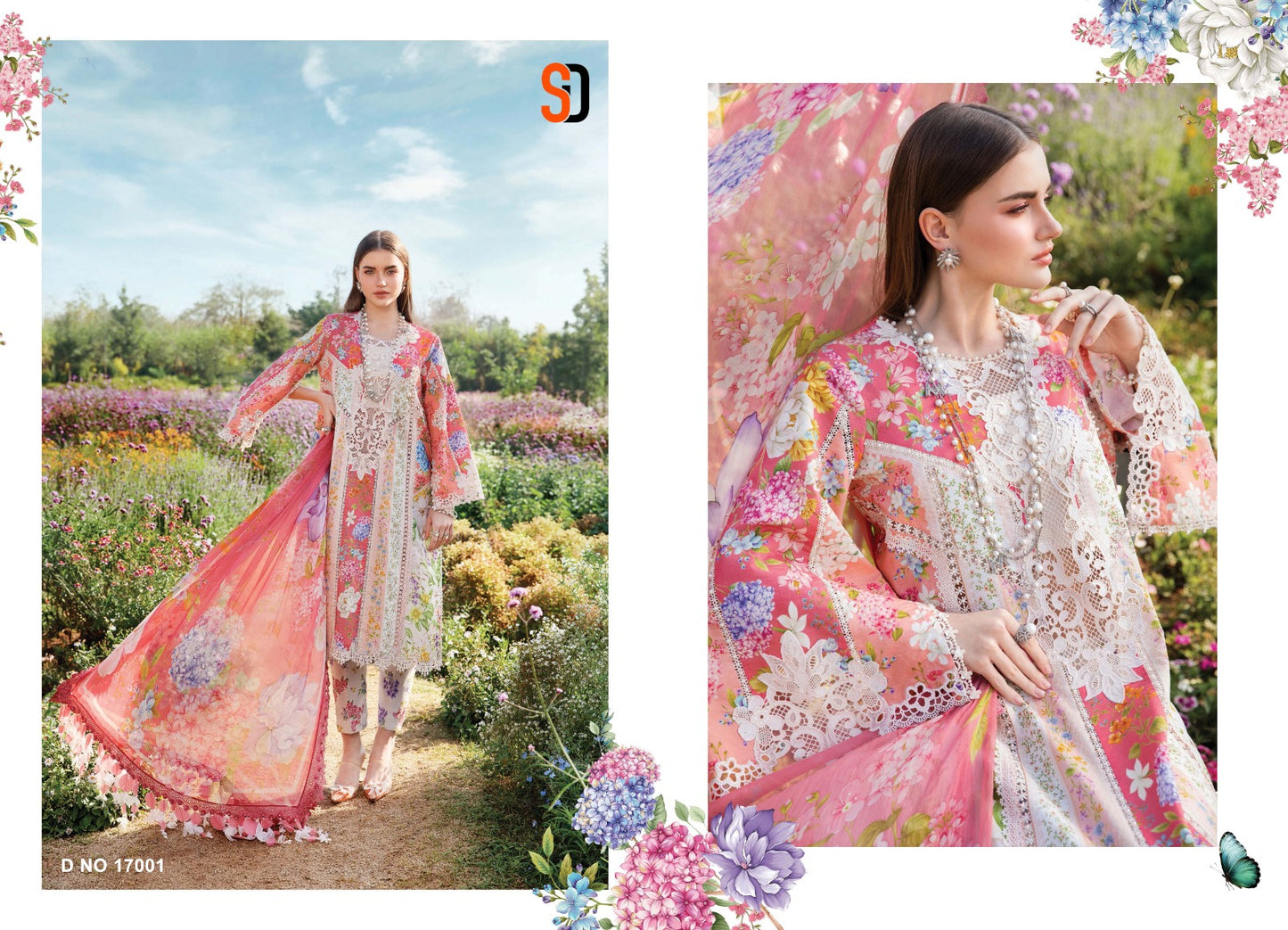 M Print Vol 17 Shraddha Designer Lawn Cotton Pakistani Salwar Suits Exporter Gujarat