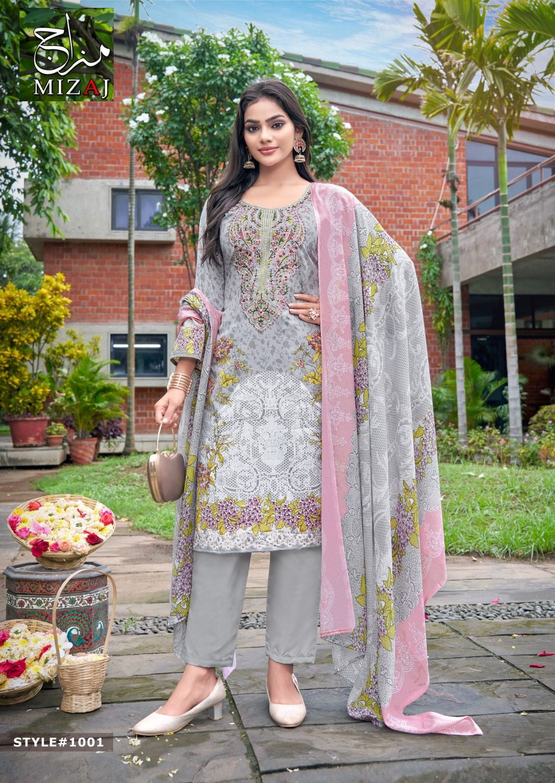 M Prints Vol 1 Mizaj Cotton Karachi Readymade Suits Supplier Ahmedabad