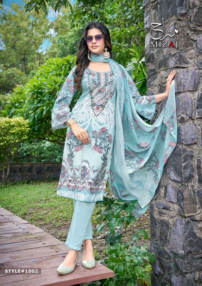 M Prints Vol 1 Mizaj Cotton Karachi Salwar Suits Wholesaler India