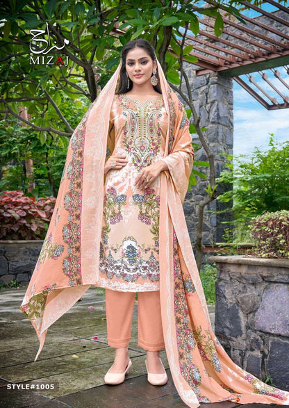 M Prints Vol 1 Mizaj Cotton Karachi Salwar Suits Wholesaler India