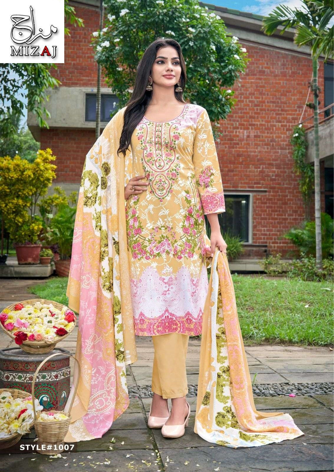 M Prints Vol 1 Mizaj Cotton Karachi Salwar Suits Wholesaler India