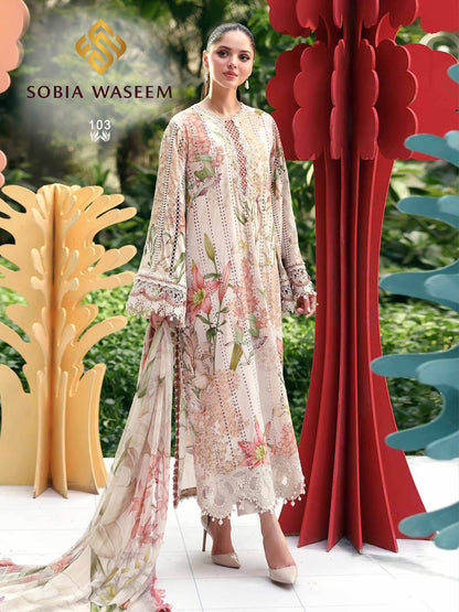 M Prints Vol 1 Sobia Waseem Lawn Cotton Karachi Salwar Suits Exporter India