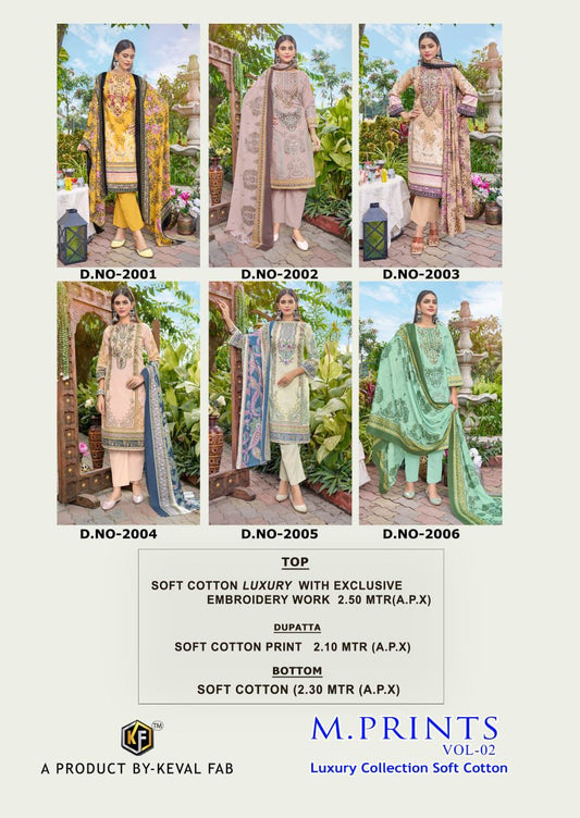 M Prints Vol 2 Luxury Collection Soft Cotton Keval Fab Karachi Salwar Suits Wholesale Price
