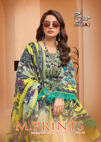 M Prints Vol 3 Mizaj Cotton Karachi Salwar Suits Wholesaler Gujarat