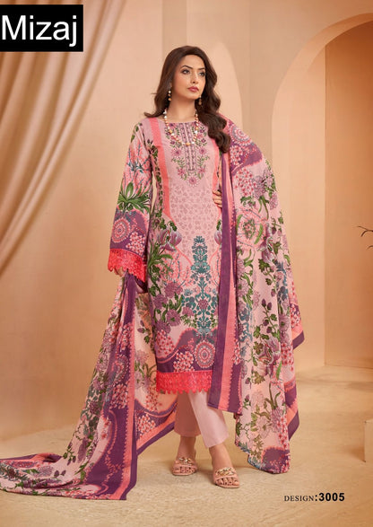 M Prints Vol 3 Mizaj Cotton Karachi Salwar Suits Wholesaler Gujarat