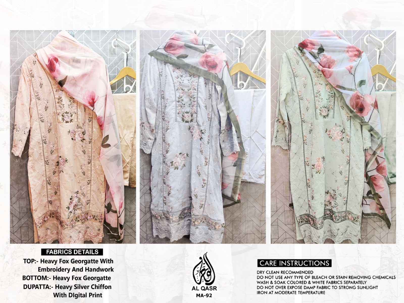 Ma-92 Al Qasr Faux Georgette Pakistani Readymade Suits Supplier India