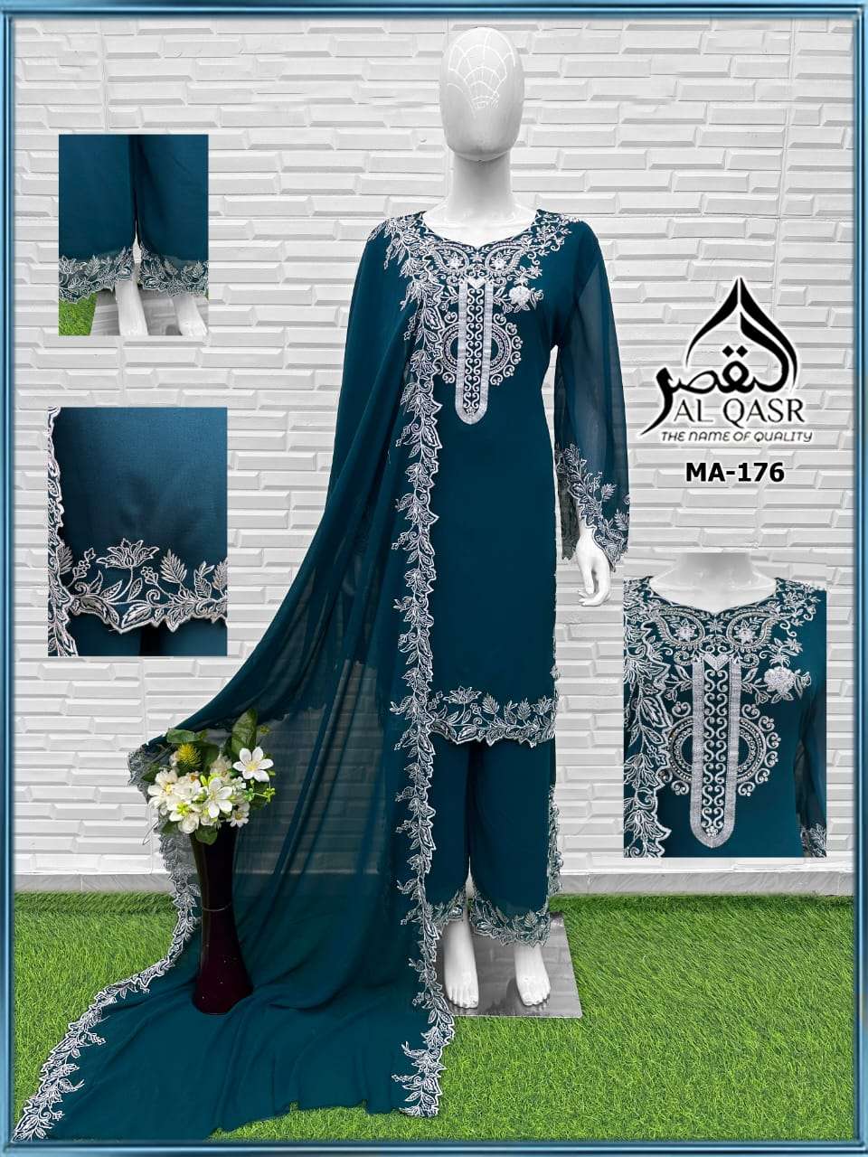 Ma 176 Al Qasr Fox Georgette Pakistani Readymade Suits Exporter Ahmedabad