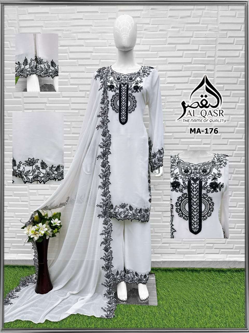 Ma 176 Al Qasr Fox Georgette Pakistani Readymade Suits Exporter Ahmedabad