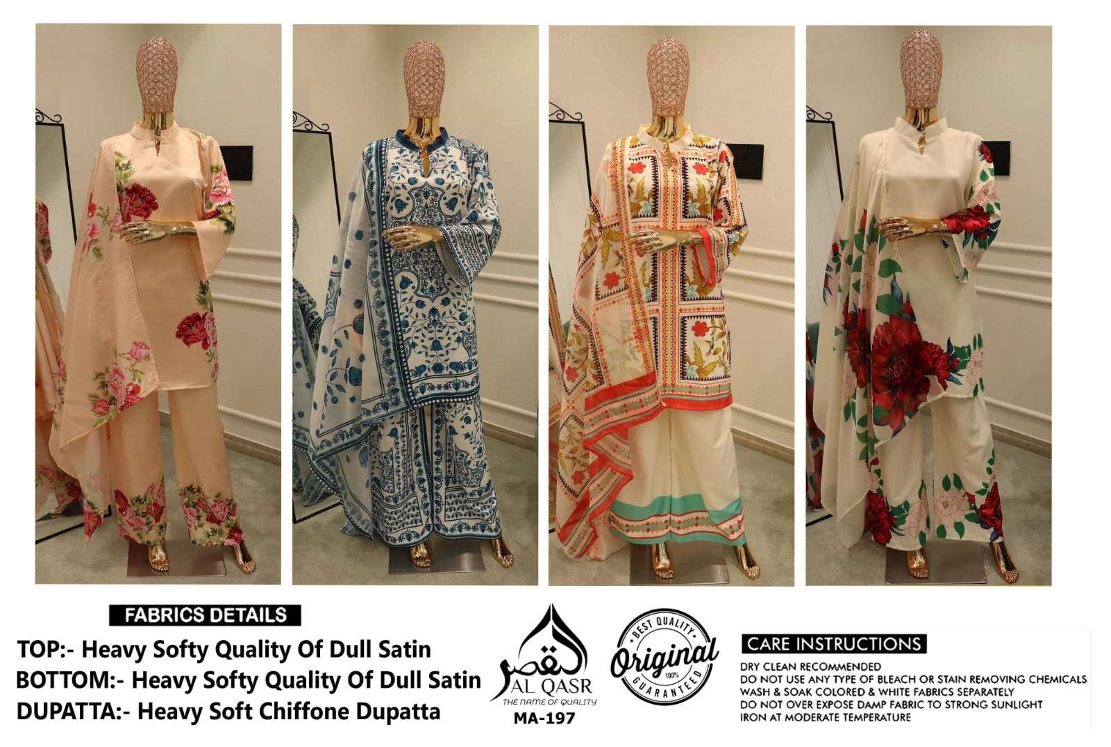 Ma 197 Co Ord Al Qasr Satin Karachi Readymade Suits Supplier Ahmedabad