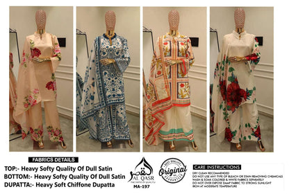 Ma 197 Co Ord Al Qasr Satin Karachi Readymade Suits Supplier Ahmedabad