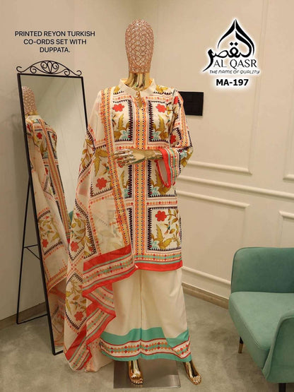 Ma 197 Co Ord Al Qasr Satin Karachi Readymade Suits Supplier Ahmedabad