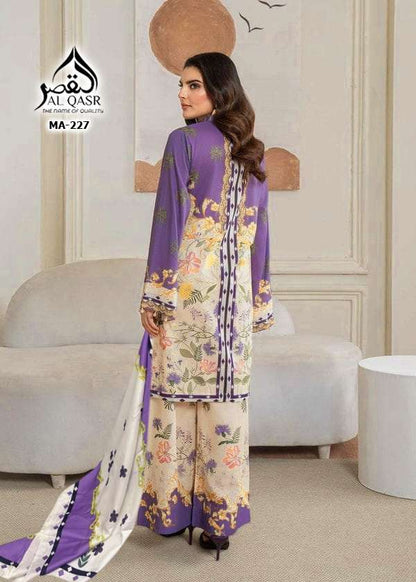 Ma 227 Al Qasr Satin Karachi Readymade Suits Supplier