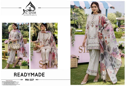 Ma 227 Al Qasr Satin Karachi Readymade Suits Supplier
