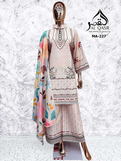 Ma 227 Al Qasr Satin Karachi Readymade Suits Supplier