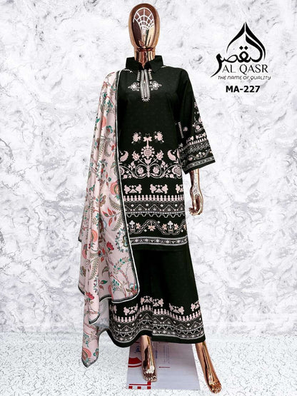 Ma 227 Al Qasr Satin Karachi Readymade Suits Supplier