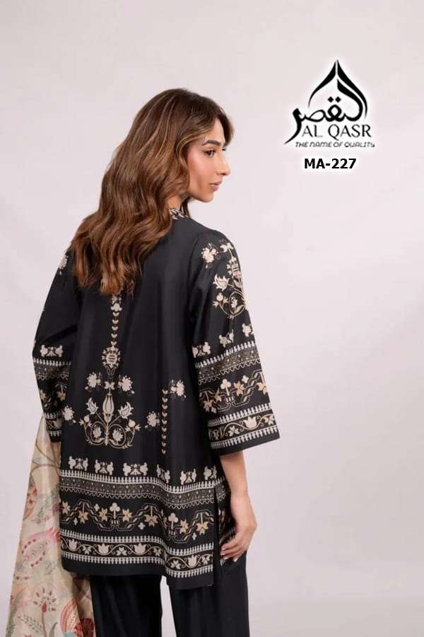 Ma 227 Al Qasr Satin Karachi Readymade Suits Supplier