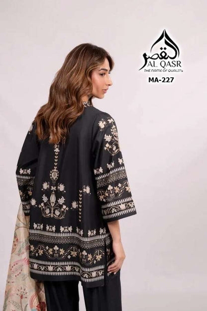 Ma 227 Al Qasr Satin Karachi Readymade Suits Supplier