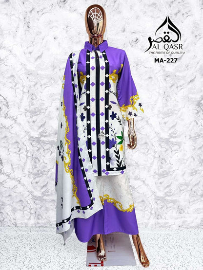Ma 227 Al Qasr Satin Karachi Readymade Suits Supplier