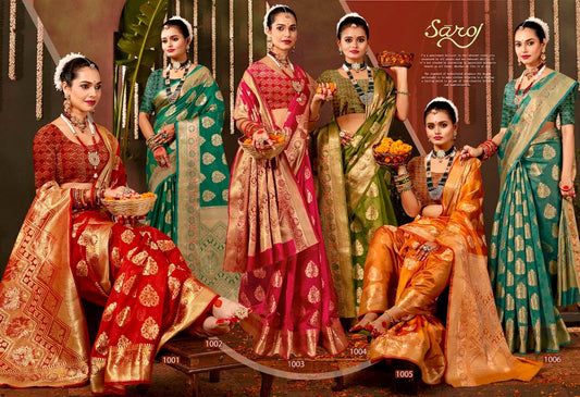 Maa Vaibhav Organza Vol 9 Saroj Sarees Exporter