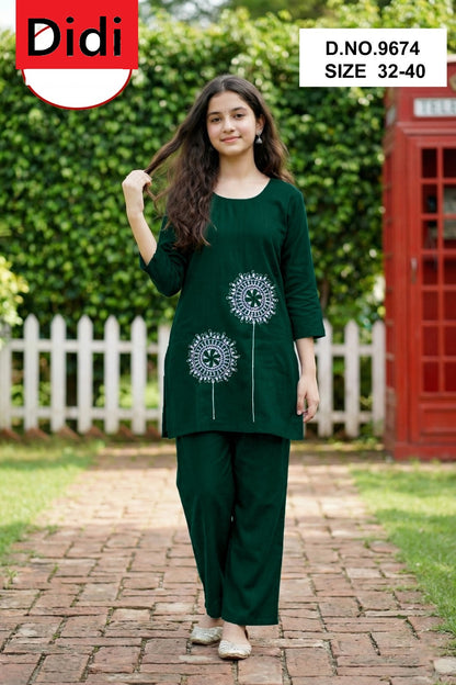Maahi 4 Dn 9674 Didi Vetican Silk Girls Co Ord Set Wholesaler India