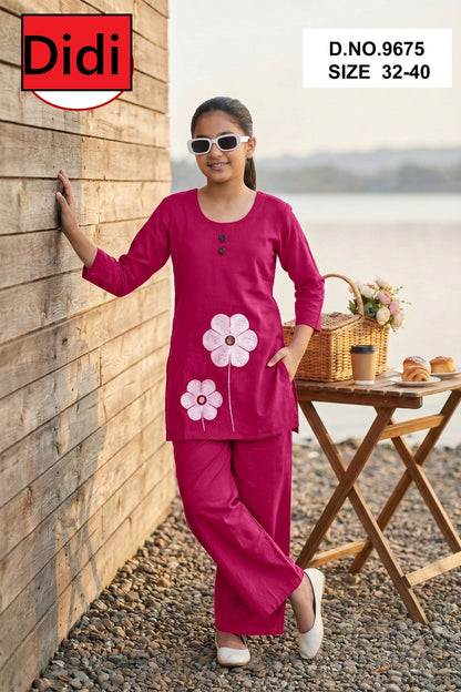 Maahi 5 Dn 9675 Didi Vetican Silk Girls Co Ord Set Wholesale Price
