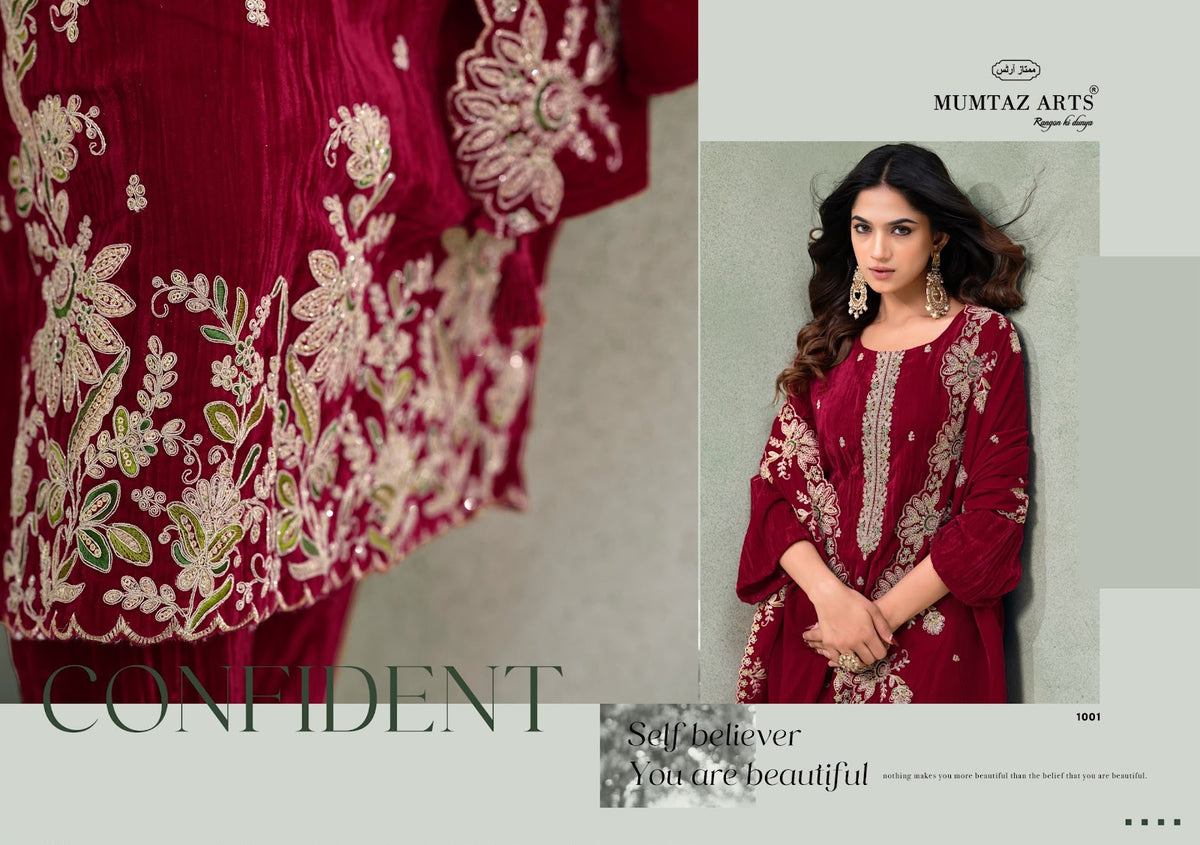 Maahi Bottom Edition Mumtaz Arts Crush Velvet Suits Exporter India