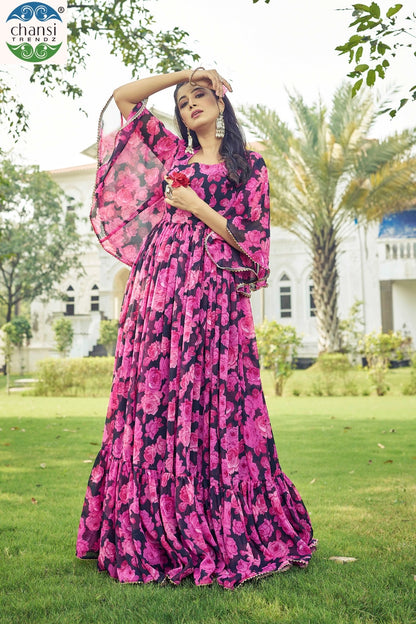 Maahi Chansi Trendz Georgette One Piece Gown Wholesale Price