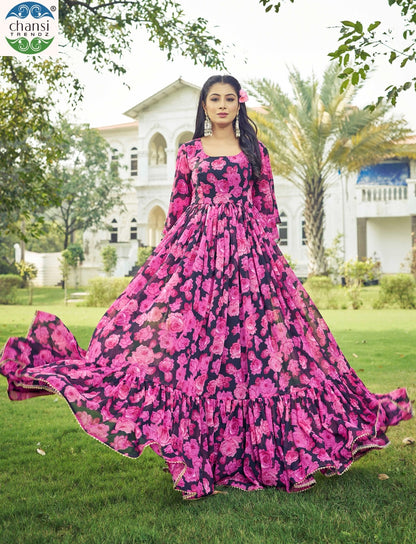 Maahi Chansi Trendz Georgette One Piece Gown Wholesale Price