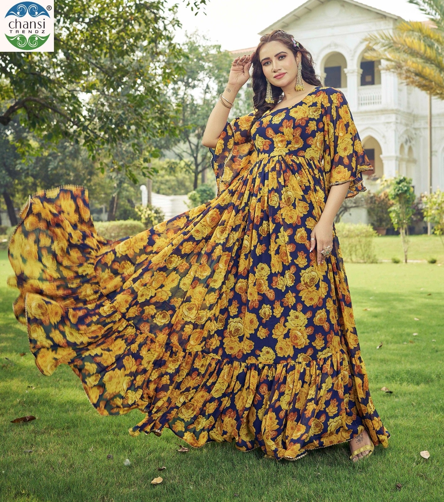 Maahi Chansi Trendz Georgette One Piece Gown Wholesale Price