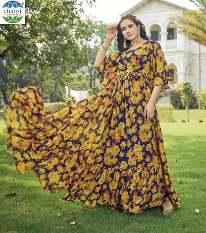 Maahi Chansi Trendz Georgette One Piece Gown Wholesale Price