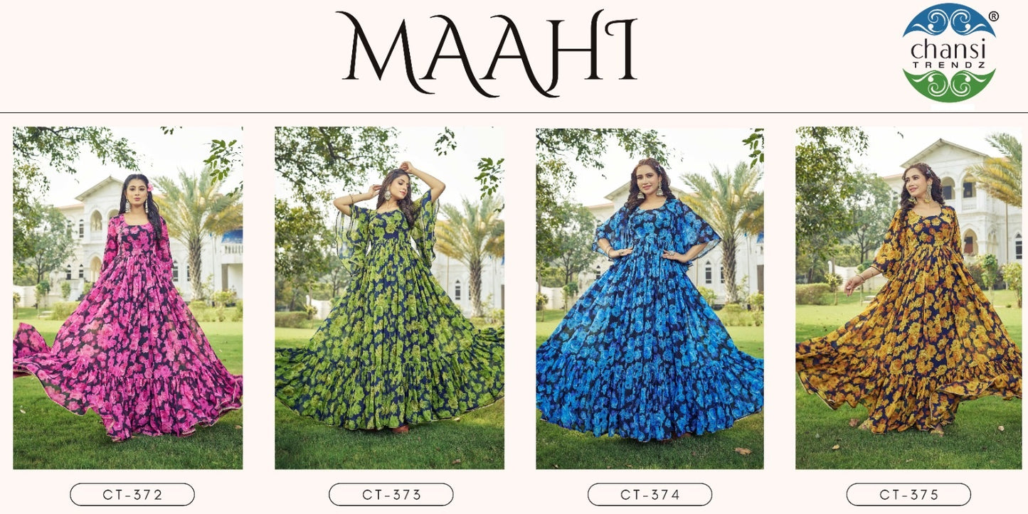 Maahi Chansi Trendz Georgette One Piece Gown Wholesale Price