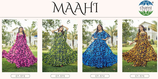 Maahi Chansi Trendz Georgette One Piece Gown Wholesale Price