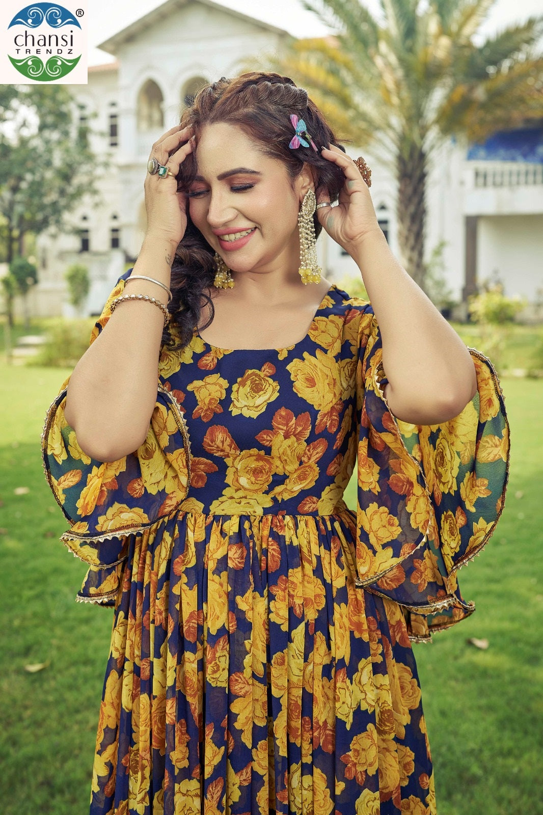 Maahi Chansi Trendz Georgette One Piece Gown Wholesale Price