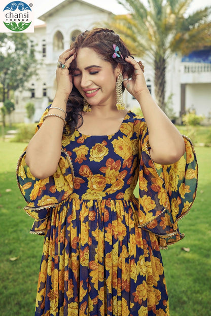 Maahi Chansi Trendz Georgette One Piece Gown Wholesale Price