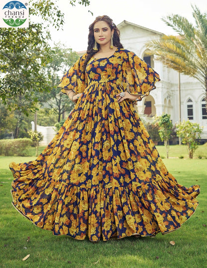 Maahi Chansi Trendz Georgette One Piece Gown Wholesale Price