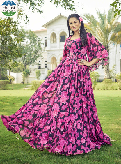 Maahi Chansi Trendz Georgette One Piece Gown Wholesale Price