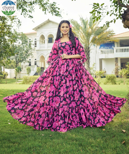 Maahi Chansi Trendz Georgette One Piece Gown Wholesale Price