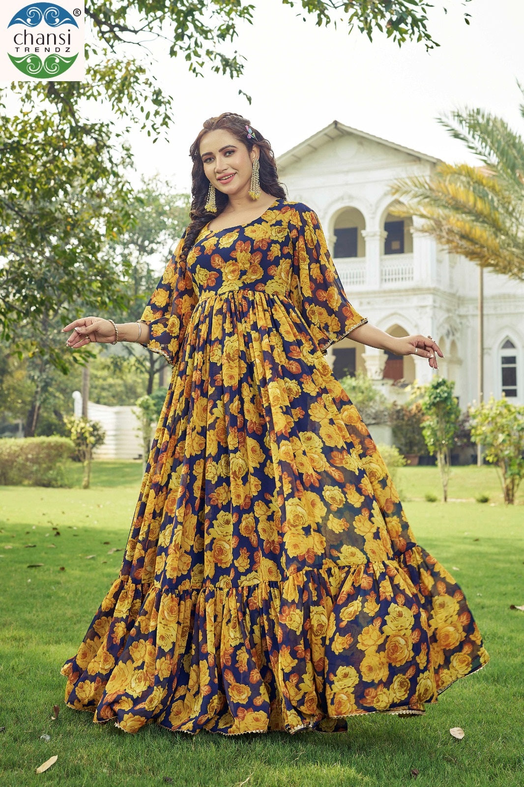 Maahi Chansi Trendz Georgette One Piece Gown Wholesale Price