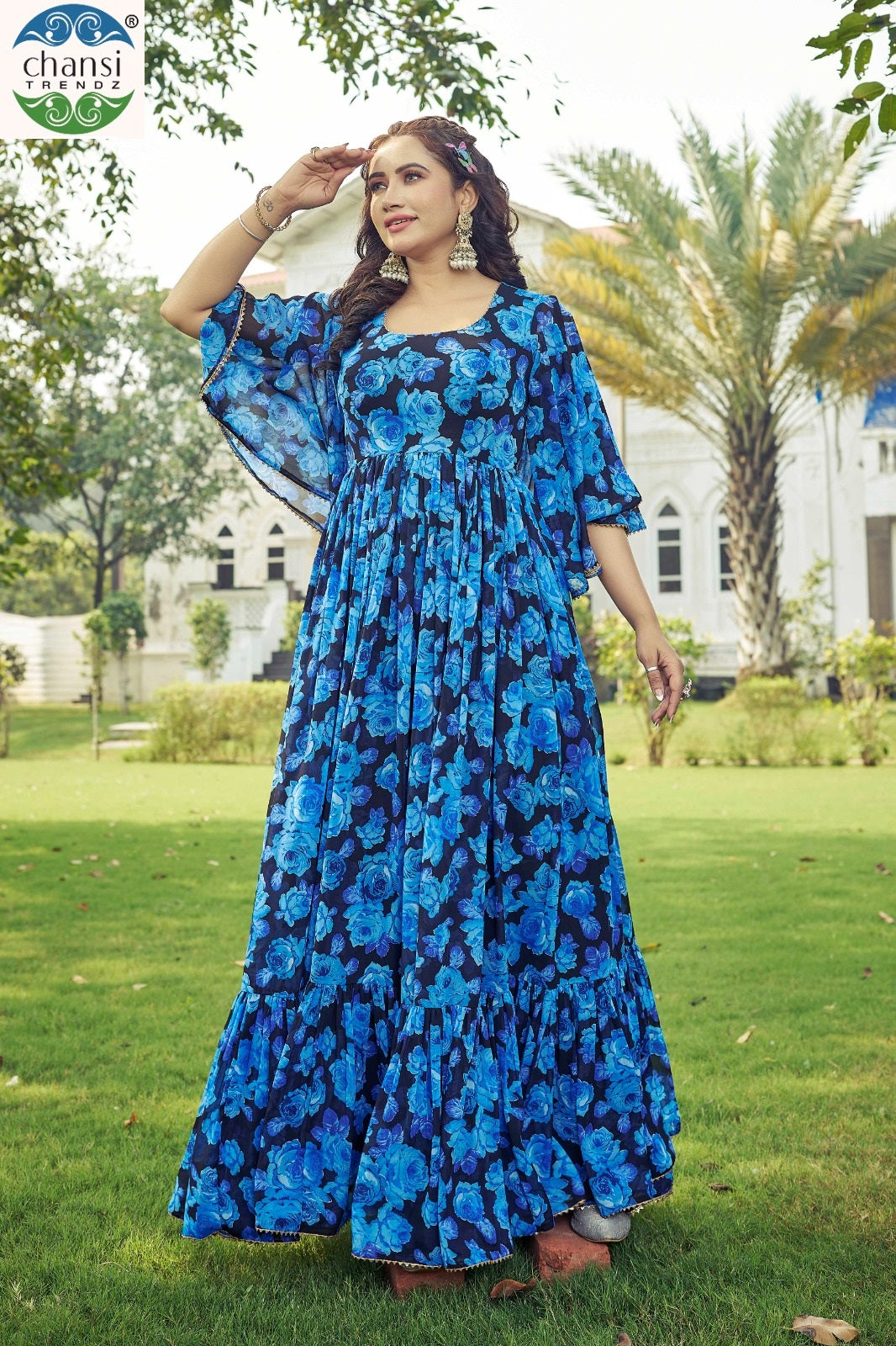 Maahi Chansi Trendz Georgette One Piece Gown Wholesale Price