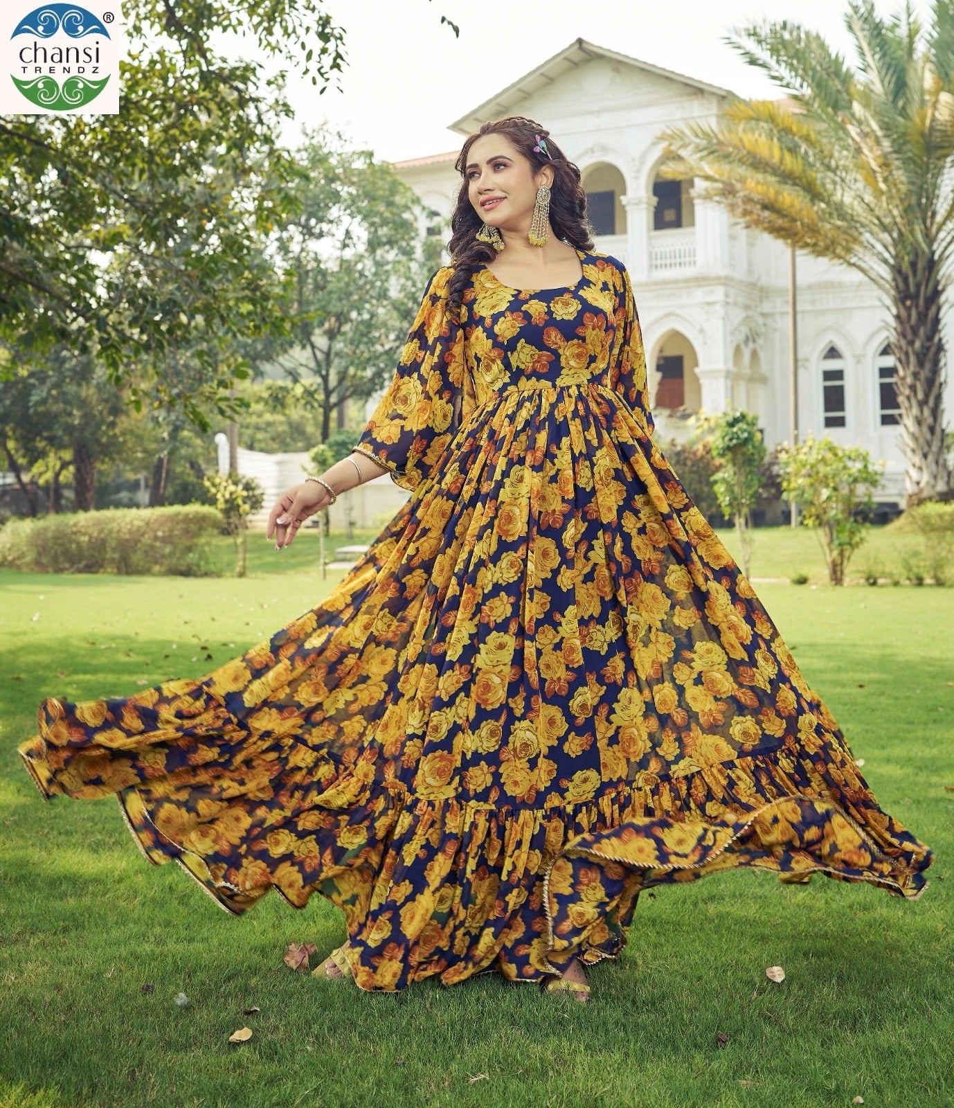 Maahi Chansi Trendz Georgette One Piece Gown Wholesale Price