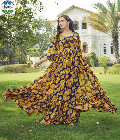 Maahi Chansi Trendz Georgette One Piece Gown Wholesale Price