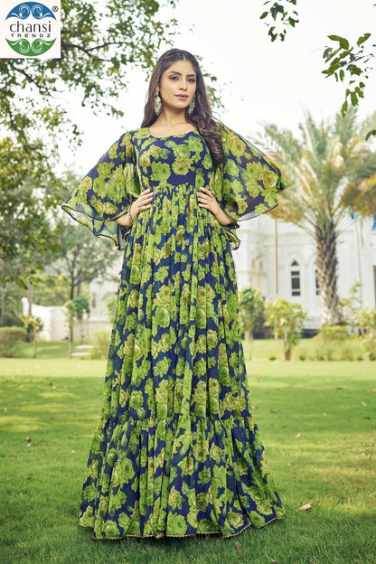 Maahi Chansi Trendz Georgette One Piece Gown Wholesale Price