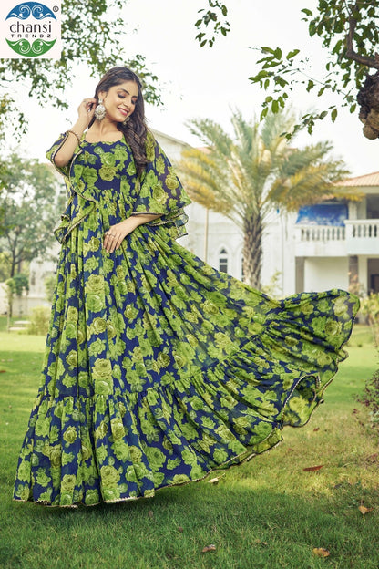 Maahi Chansi Trendz Georgette One Piece Gown Wholesale Price