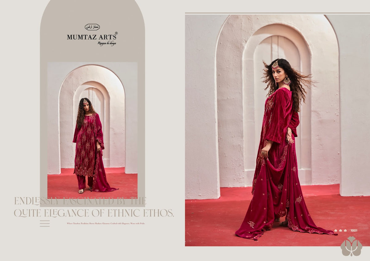 Maahi Mumtaz Arts Crush Velvet Suits Manufacturer Gujarat
