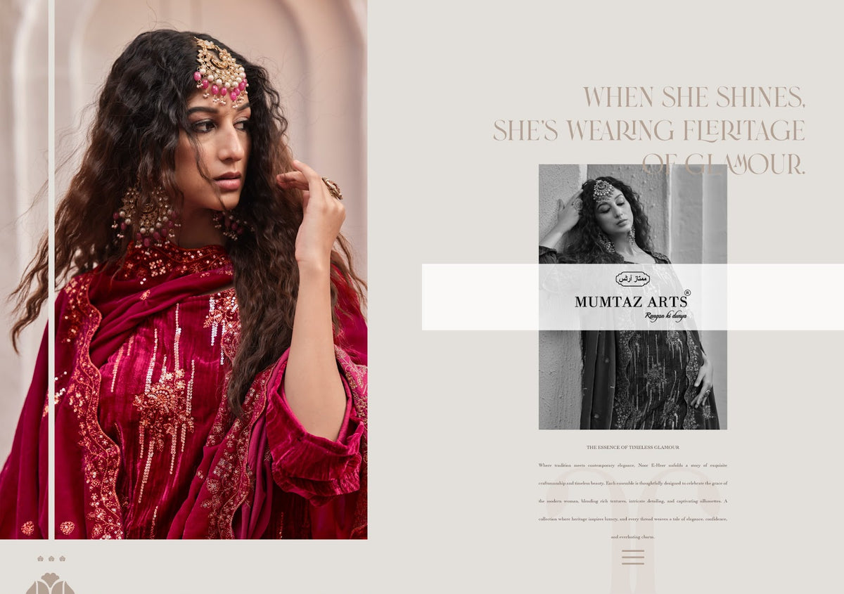 Maahi Mumtaz Arts Crush Velvet Suits Manufacturer Gujarat